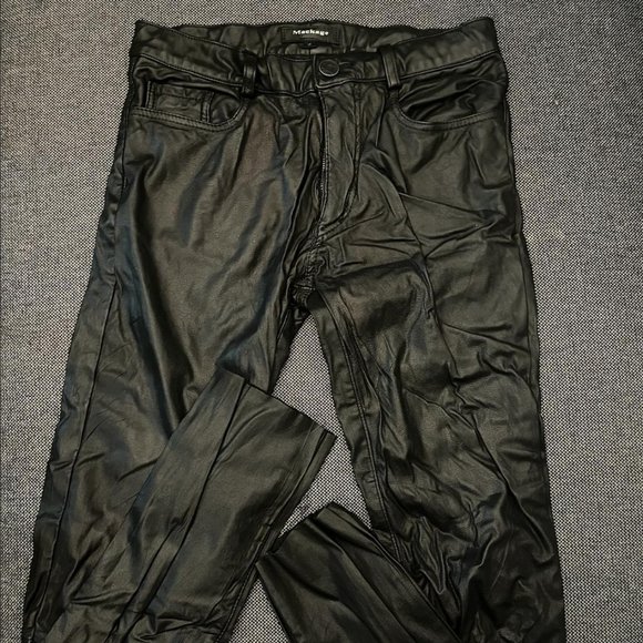 Mackage Lamb Leather Mid-Rise Skinny Pants / Leggings - Picture 1 of 4